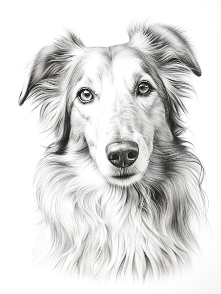 Borzoi Pencil Drawing Picture Board by K9 Art