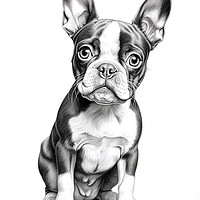 Buy canvas prints of Boston Terrier Pencil Drawing by K9 Art