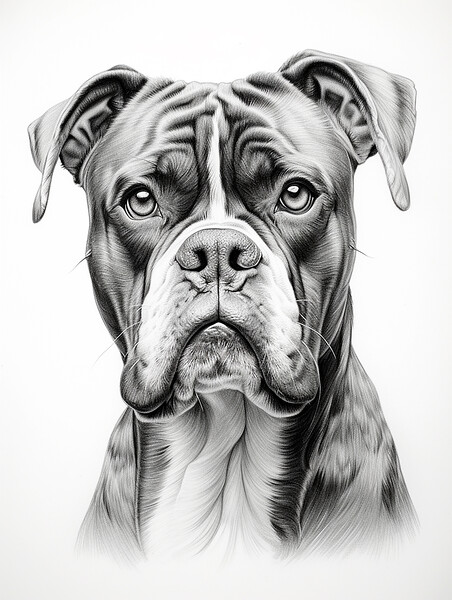 Boxer Pencil Drawing Picture Board by K9 Art