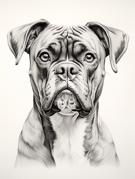 Boxer Pencil Drawing Picture Board by K9 Art