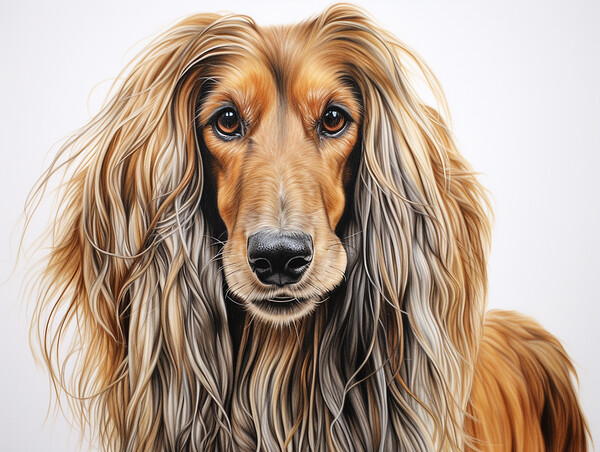 Afghan Hound Pencil Drawing Picture Board by K9 Art