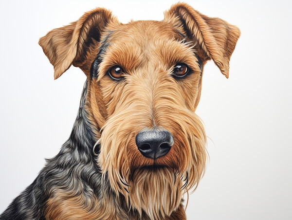 Airedale Terrier Pencil Drawing Picture Board by K9 Art