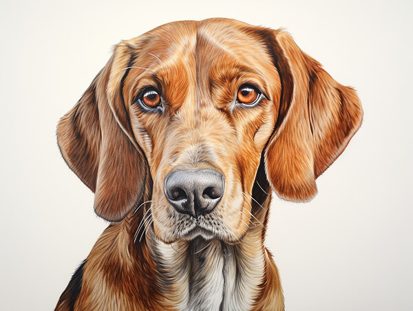 American English Coonhound Pencil Drawing Picture Board by K9 Art
