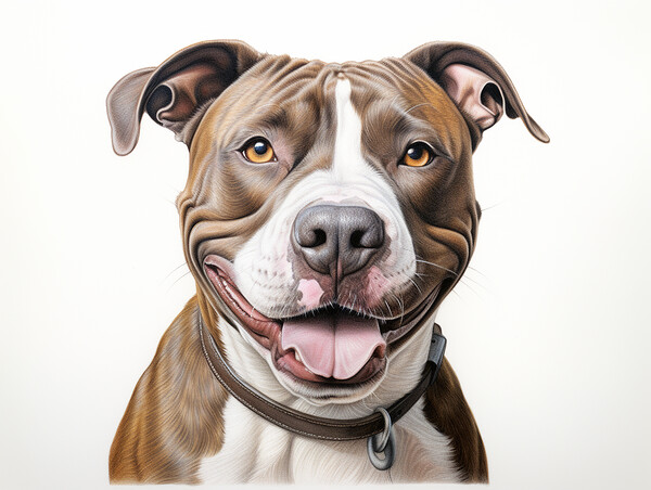 American Staffordshire Terrier Pencil Drawing Picture Board by K9 Art