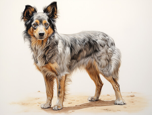 Australian Stumpy Tail Dog Pencil Drawing Picture Board by K9 Art