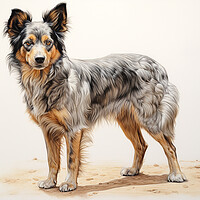 Buy canvas prints of Australian Stumpy Tail Dog Pencil Drawing by K9 Art