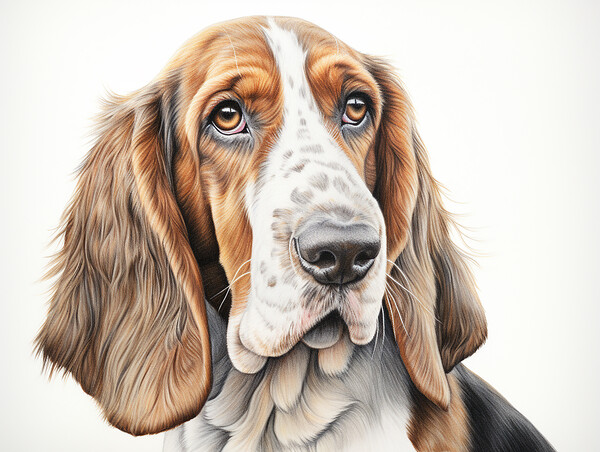 Basset Hound Pencil Drawing Picture Board by K9 Art