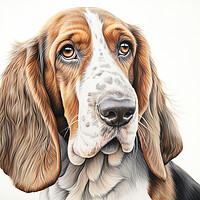 Buy canvas prints of Basset Hound Pencil Drawing by K9 Art