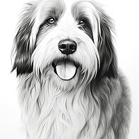 Buy canvas prints of Bearded Collie Pencil Drawing by K9 Art