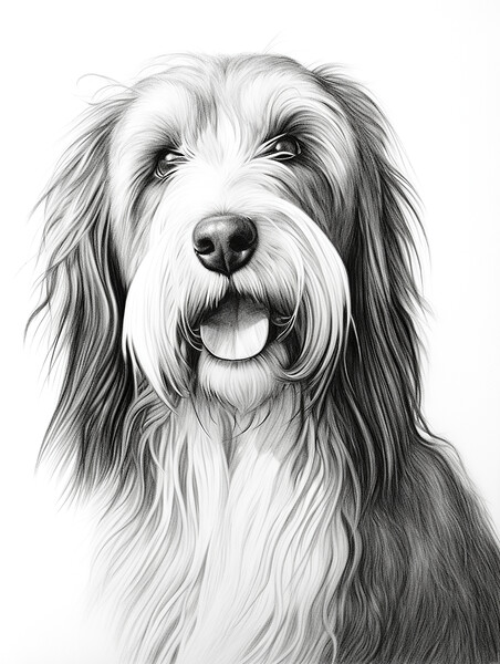 Bearded Collie Pencil Drawing Picture Board by K9 Art
