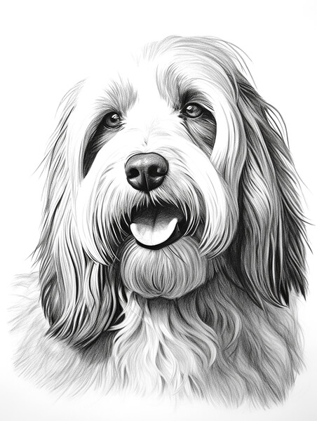 Bearded Collie Pencil Drawing Picture Board by K9 Art