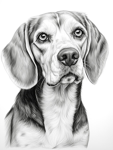 Beagle Pencil Drawing Picture Board by K9 Art