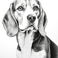 Buy canvas prints of Beagle Pencil Drawing by K9 Art