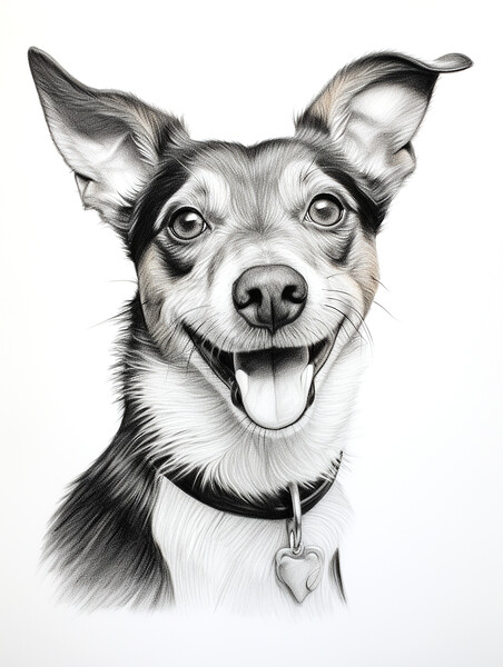 Brazilian Terrier Pencil Drawing Picture Board by K9 Art