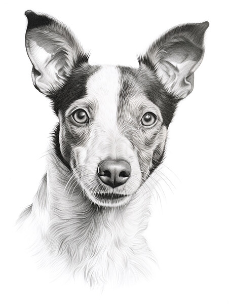 Brazilian Terrier Pencil Drawing Picture Board by K9 Art