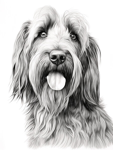 Briard Pencil Drawing Picture Board by K9 Art