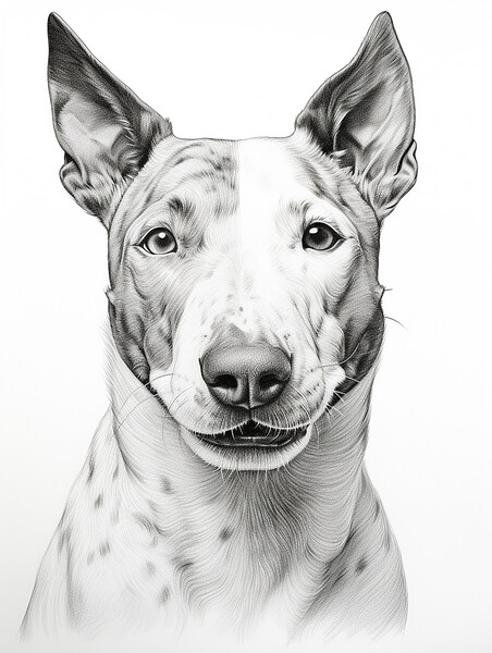 Bull Terrier Pencil Drawing Picture Board by K9 Art