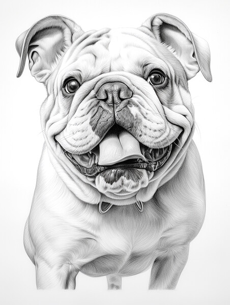 Bulldog Pencil Drawing Picture Board by K9 Art
