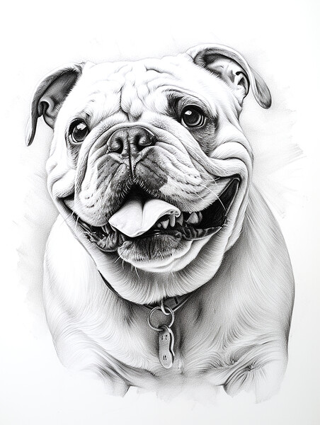 Bulldog Pencil Drawing Picture Board by K9 Art