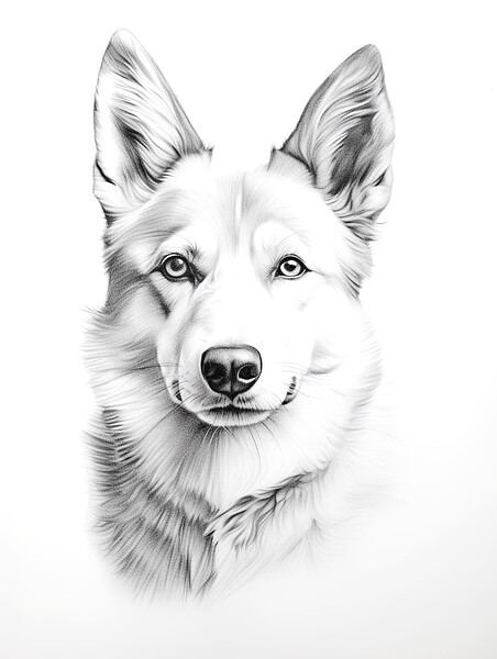 Canaan Dog Pencil Drawing Picture Board by K9 Art