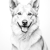 Buy canvas prints of Canaan Dog Pencil Drawing by K9 Art