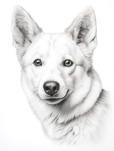 Canaan Dog Pencil Drawing Picture Board by K9 Art