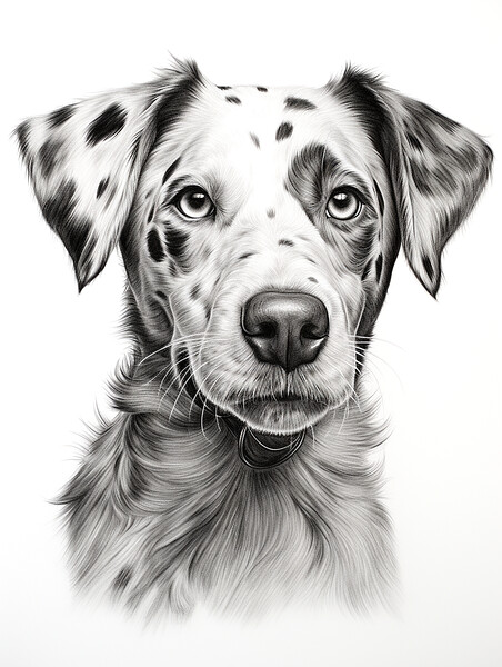 Catahoula Leopard Dog Pencil Drawing Picture Board by K9 Art