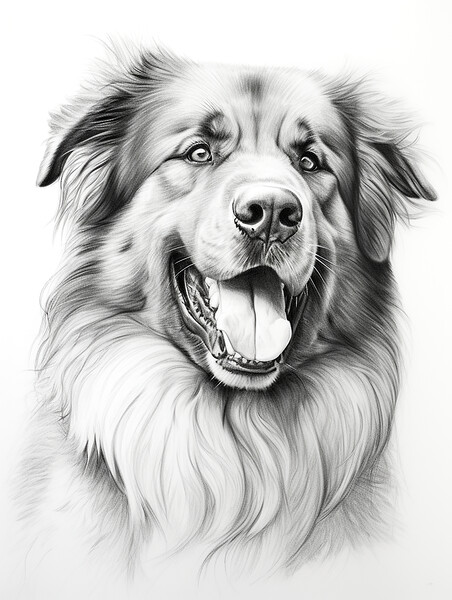 Caucasian Shepherd Dog Pencil Drawing Picture Board by K9 Art