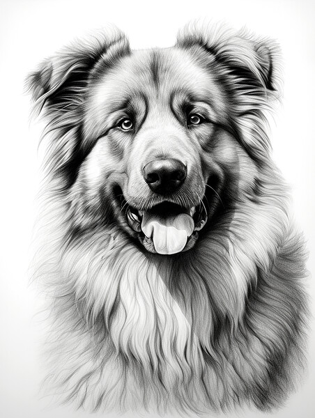 Caucasian Shepherd Dog Pencil Drawing Picture Board by K9 Art