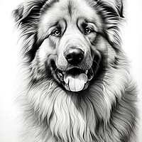 Buy canvas prints of Caucasian Shepherd Dog Pencil Drawing by K9 Art