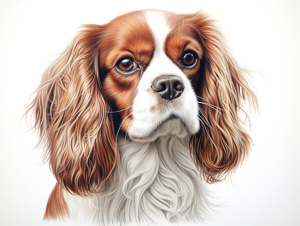Cavalier King Charles Spaniel Pencil Drawing Picture Board by K9 Art