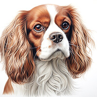 Buy canvas prints of Cavalier King Charles Spaniel Pencil Drawing by K9 Art