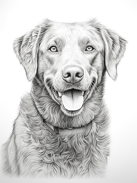 Chesapeake Bay Retriever Pencil Drawing Picture Board by K9 Art