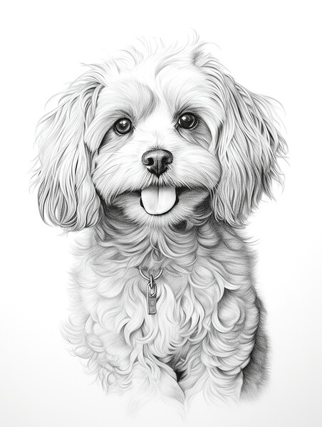 Cavapoo Pencil Drawing Picture Board by K9 Art