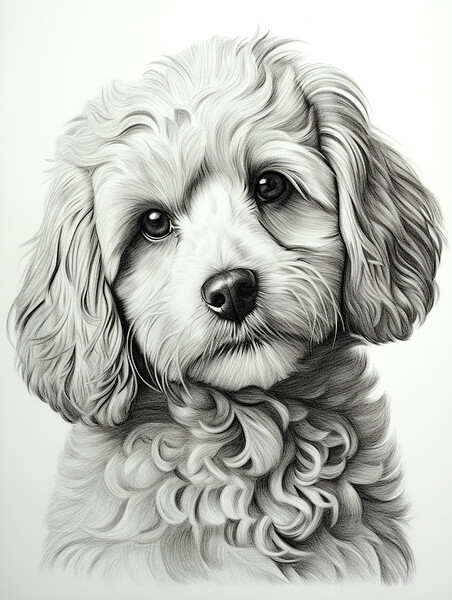 Cavapoo Pencil Drawing Picture Board by K9 Art