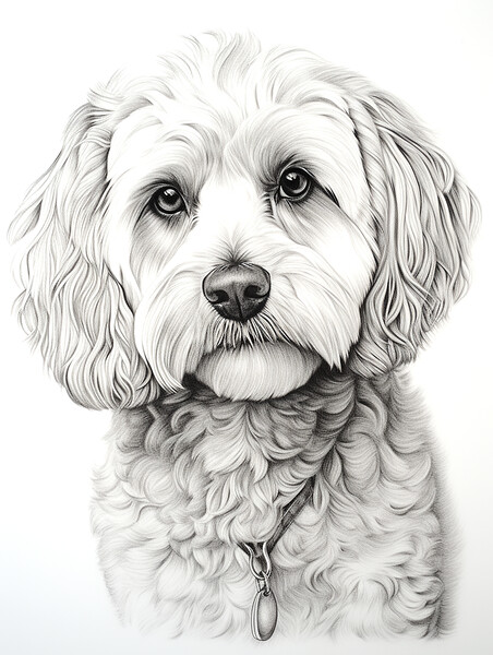 Cockapoo Pencil Drawing Picture Board by K9 Art