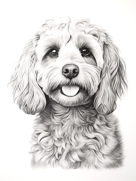 Cockapoo Pencil Drawing Picture Board by K9 Art