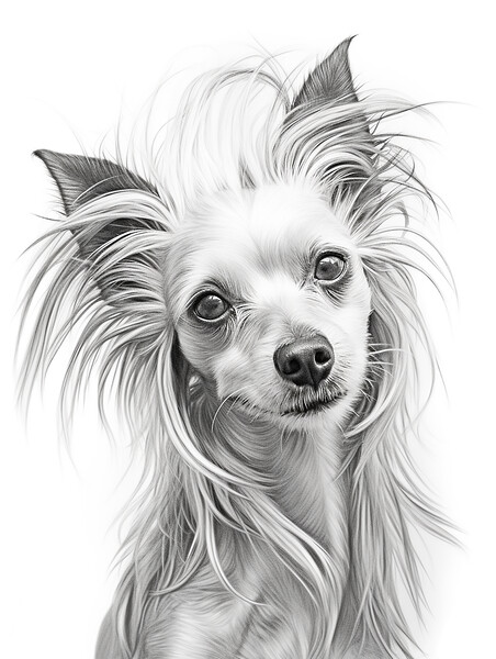 Chinese Crested Pencil Drawing Picture Board by K9 Art