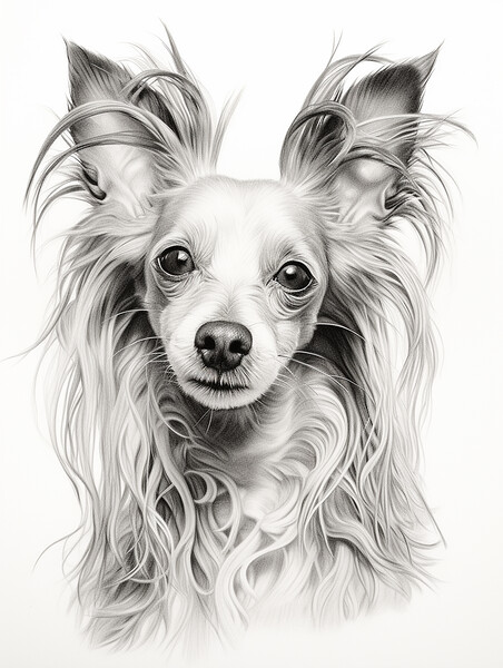 Chinese Crested Pencil Drawing Picture Board by K9 Art