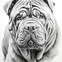 Buy canvas prints of Chinese Shar Pei Pencil Drawing by K9 Art