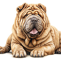 Buy canvas prints of Chinese Shar Pei Pencil Drawing by K9 Art