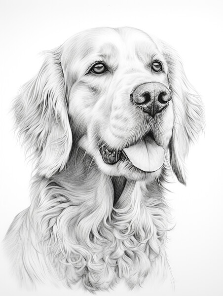 Clumber Spaniel Pencil Drawing Picture Board by K9 Art
