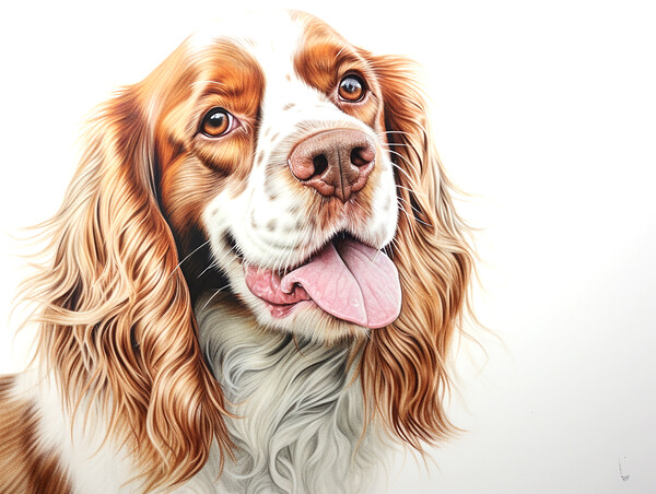 Clumber Spaniel Pencil Drawing Picture Board by K9 Art