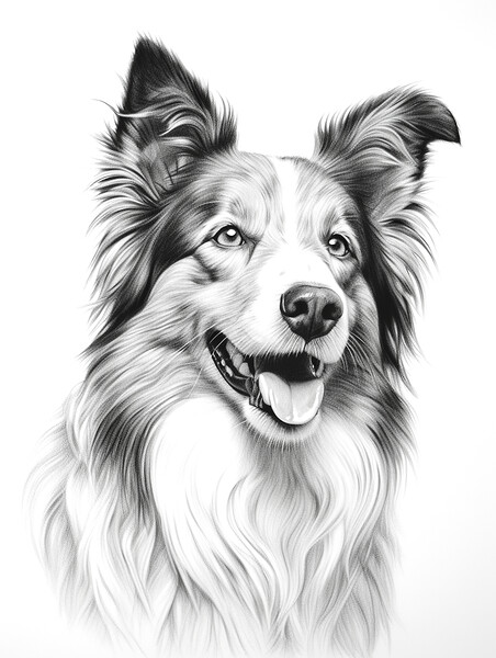 Collie Pencil Drawing Picture Board by K9 Art