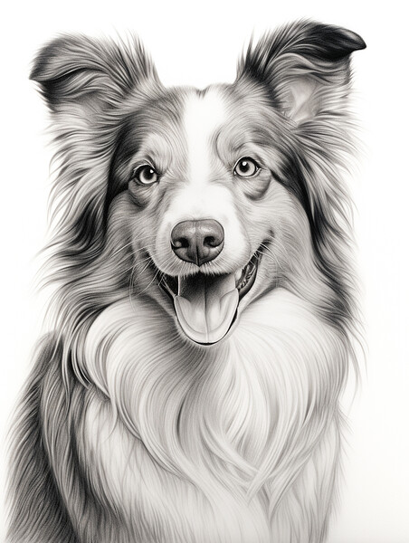 Collie Pencil Drawing Picture Board by K9 Art