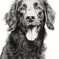 Buy canvas prints of Curly Coated Retriever Pencil Drawing by K9 Art