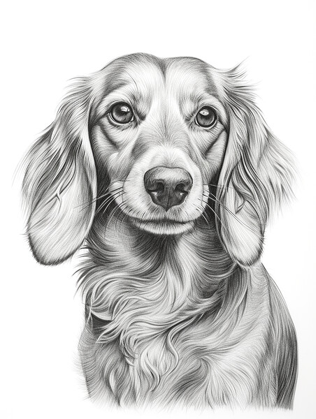 Dachshund Pencil Drawing Picture Board by K9 Art