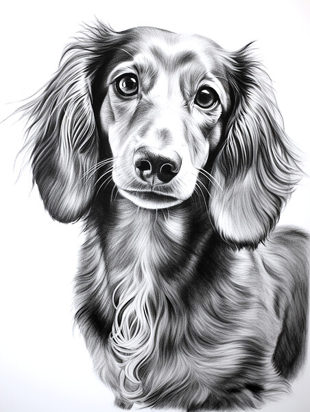 Dachshund Pencil Drawing Picture Board by K9 Art