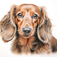 Buy canvas prints of Dachshund Pencil Drawing by K9 Art