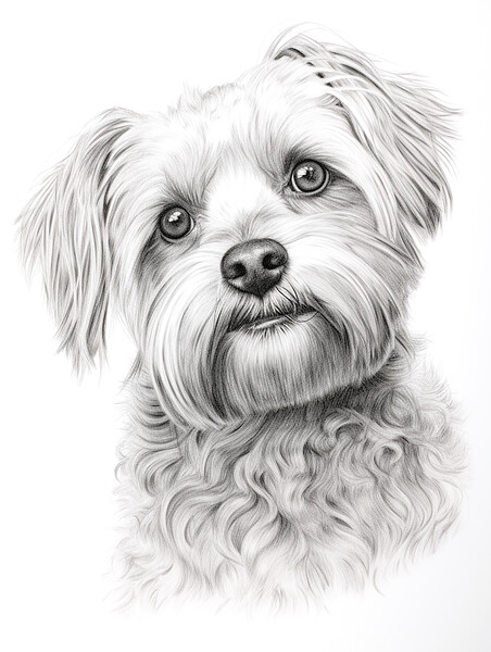Dandie Dinmont Terrier Pencil Drawing Picture Board by K9 Art